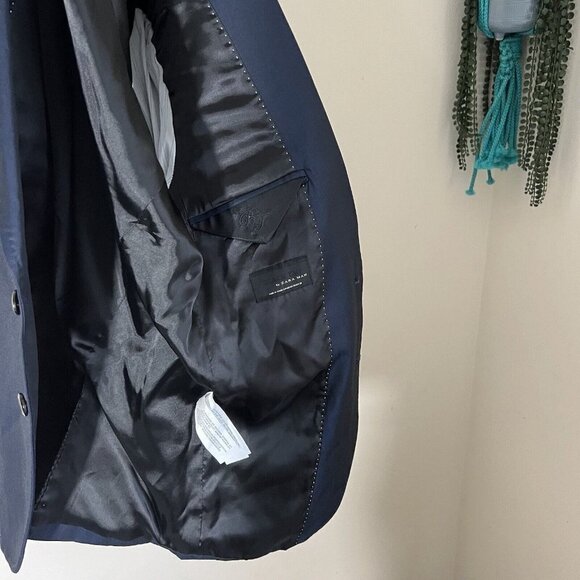 ZARA MAN Mens Blazer Jacket Navy Blue Sport Coat Casual Suit Jacket Size 38 - Picture 6 of 7